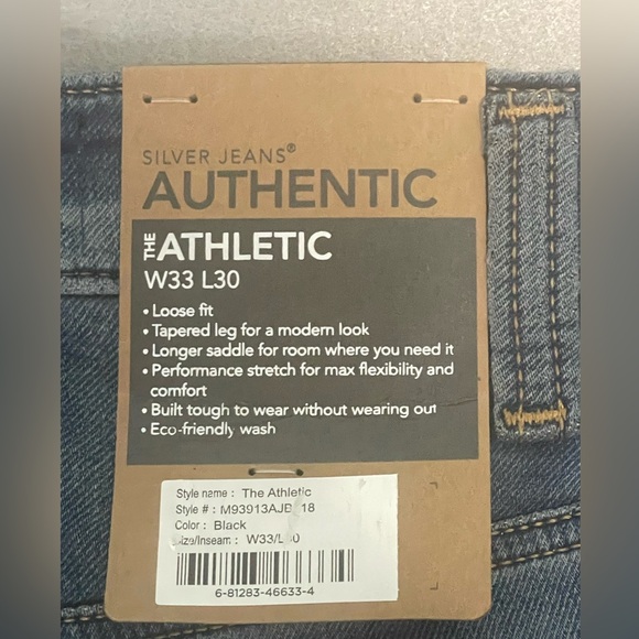 NWT Silver Jeans Authentic The Athletic Men’s 33 X 30 Stretch Blue Loose Fit - Picture 5 of 6